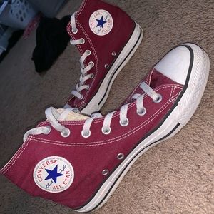 maroon high top converse!